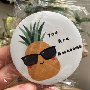 NEW Pineapple Theme Round Pocket Mirror handheld